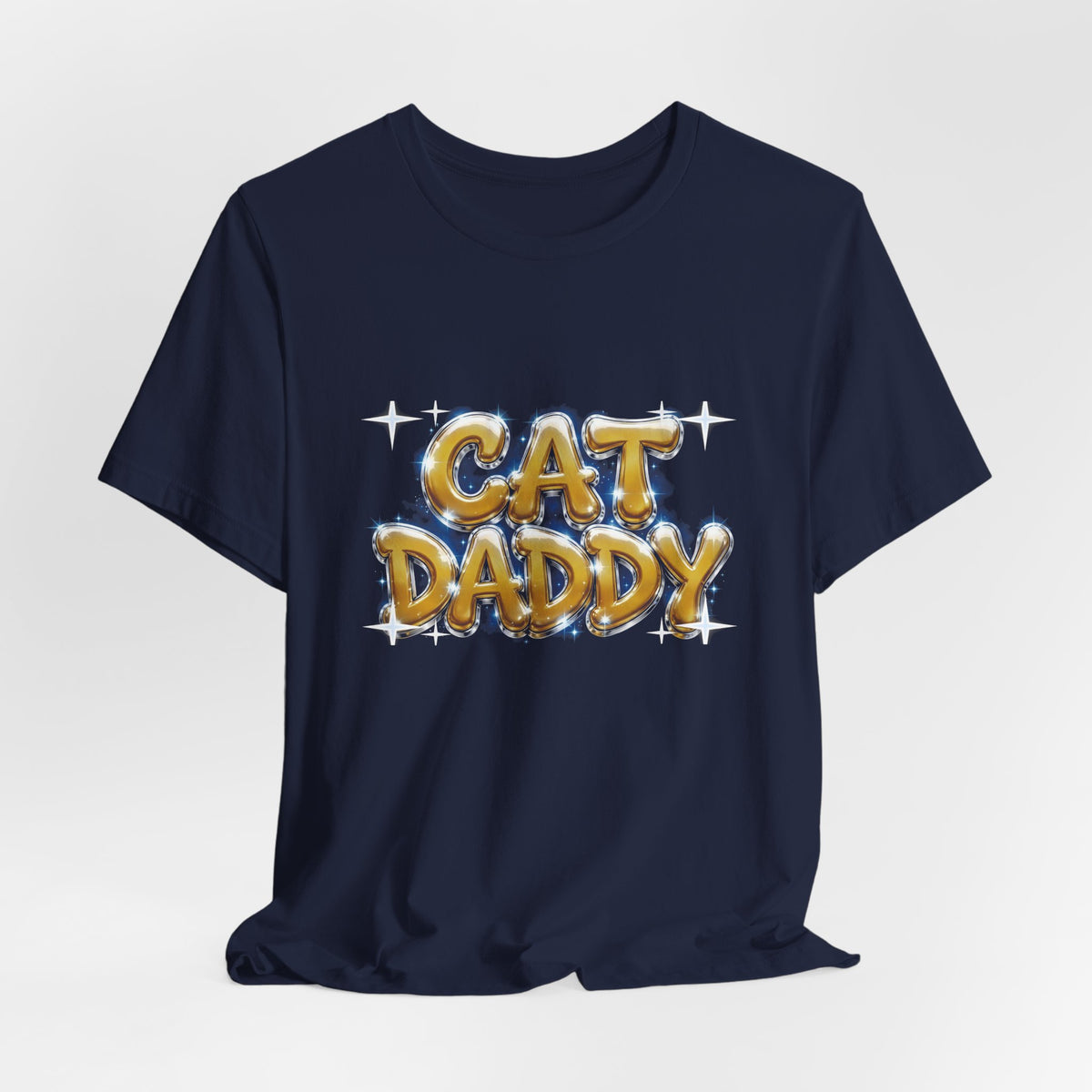 Cat Daddy Graffiti T-Shirt - Yellow Airbrush Chrome, Golden Cat Dad Tee