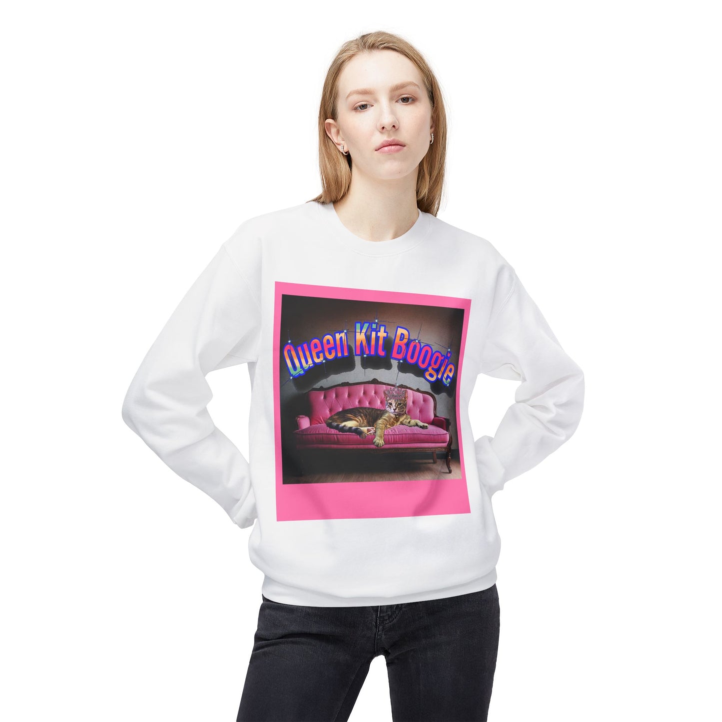 Queen Kit Boogie -Custom -Unisex Midweight Softstyle Fleece Crewneck Sweatshirt