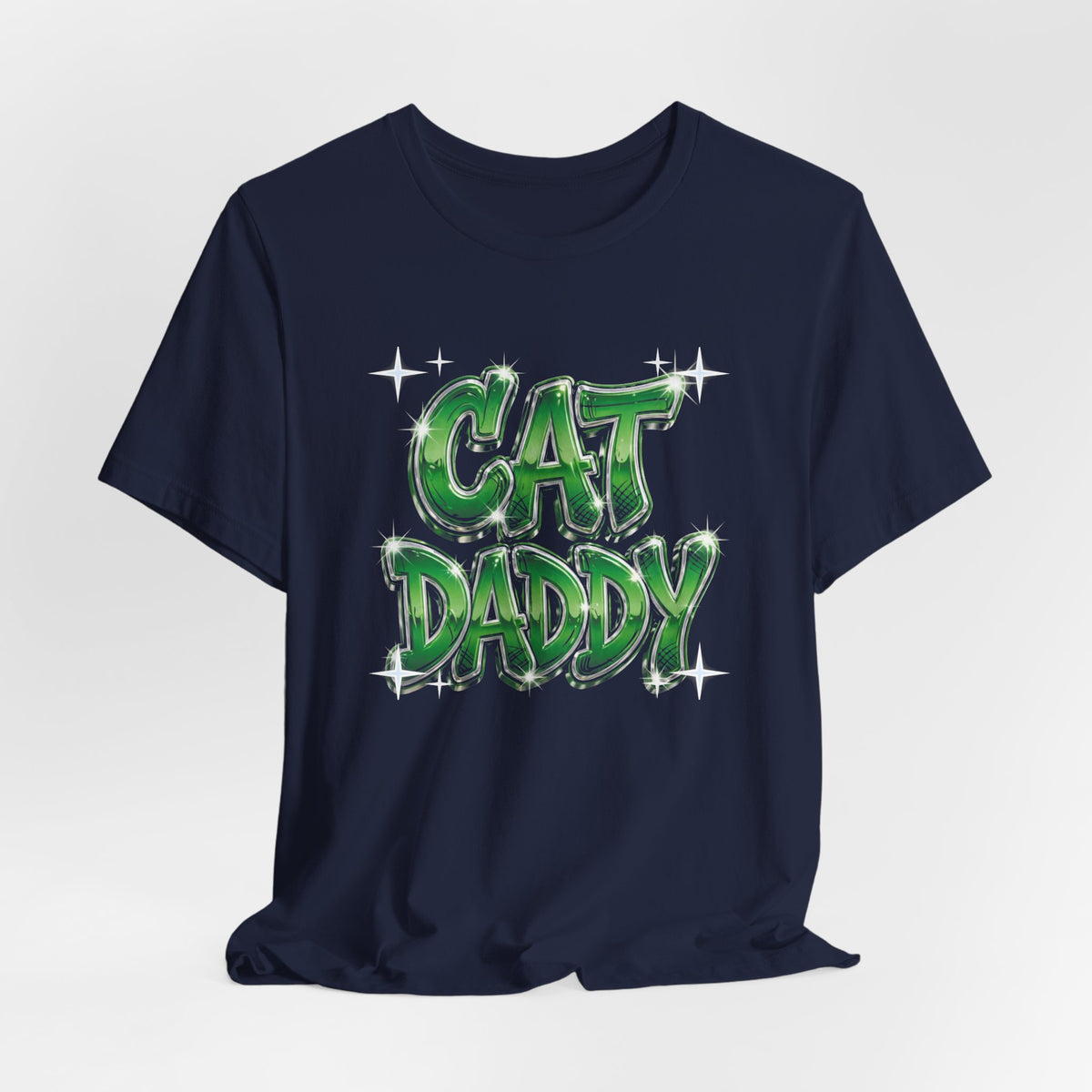 Cat Daddy Graffiti T-Shirt - Green Chrome Bubble Letters, Streetwear Cat Dad Tee
