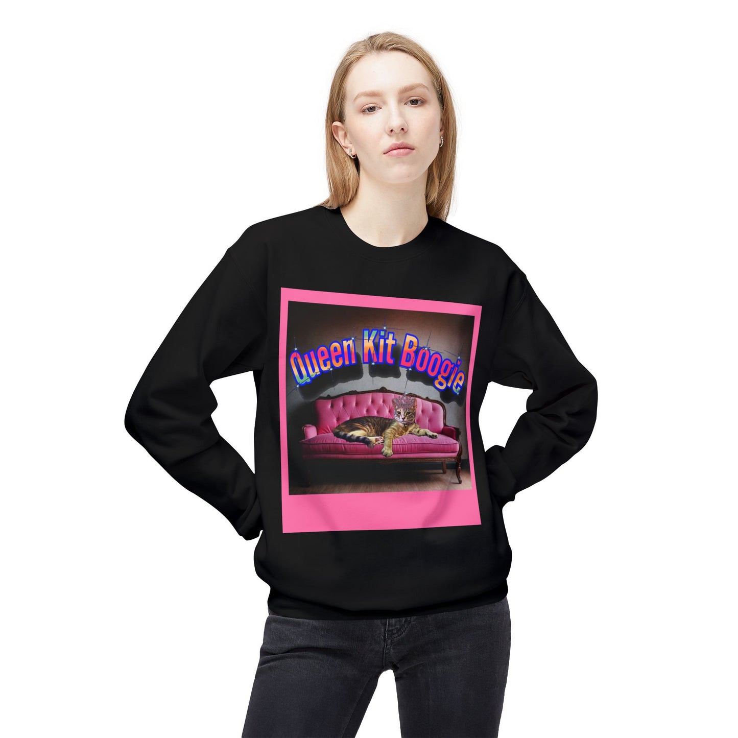 Queen Kit Boogie -Custom -Unisex Midweight Softstyle Fleece Crewneck Sweatshirt