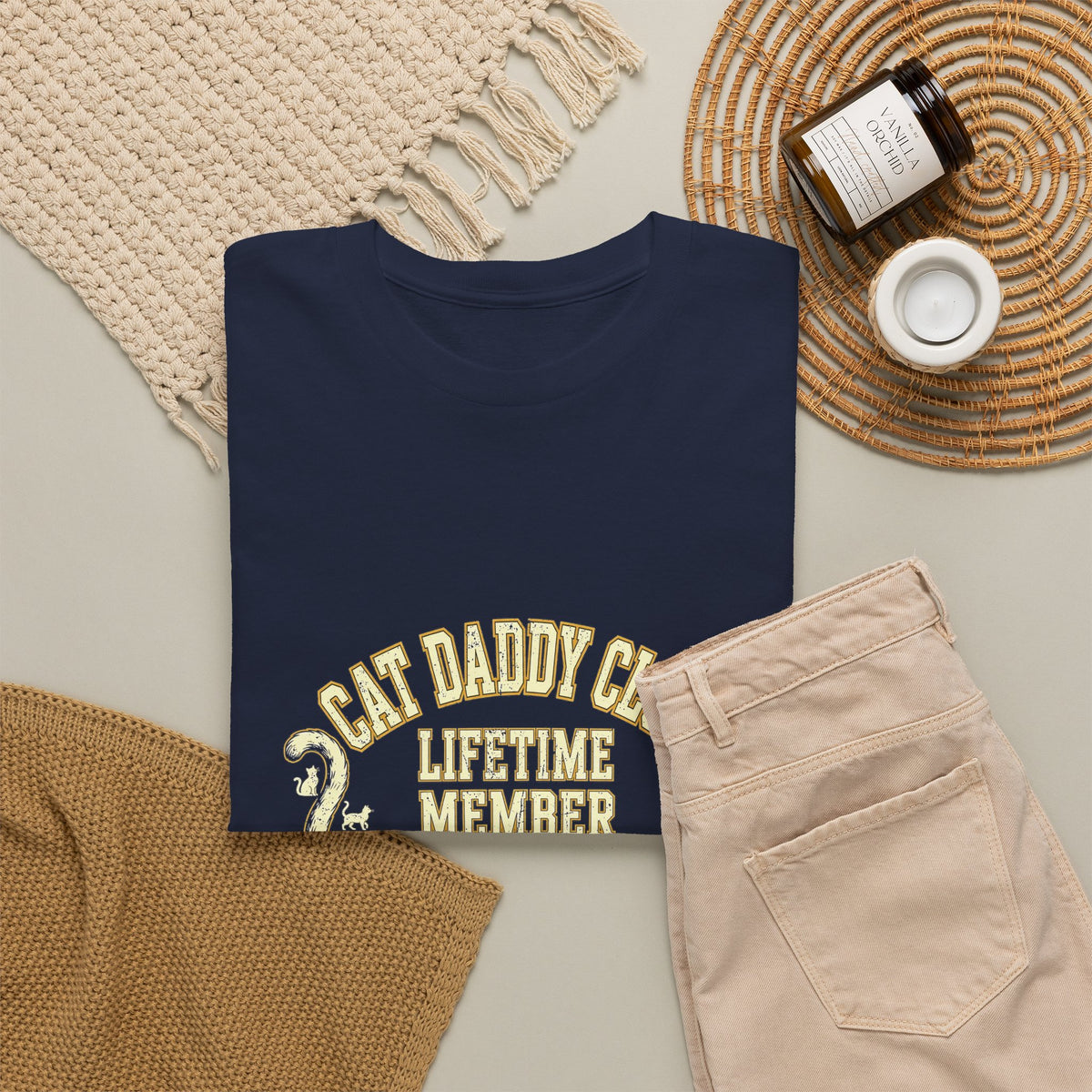 Cat Daddy Club T-Shirt - Lifetime Member Varsity Cat Dad Tee, Dept. of Litter & Treats - Budget Edition