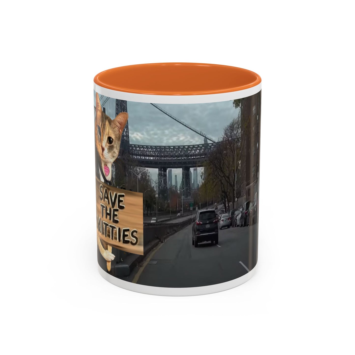 SAVE The KITTIES (Cat rescue fund raiser )-Two-Tone Accent Mug (11oz, 15oz)