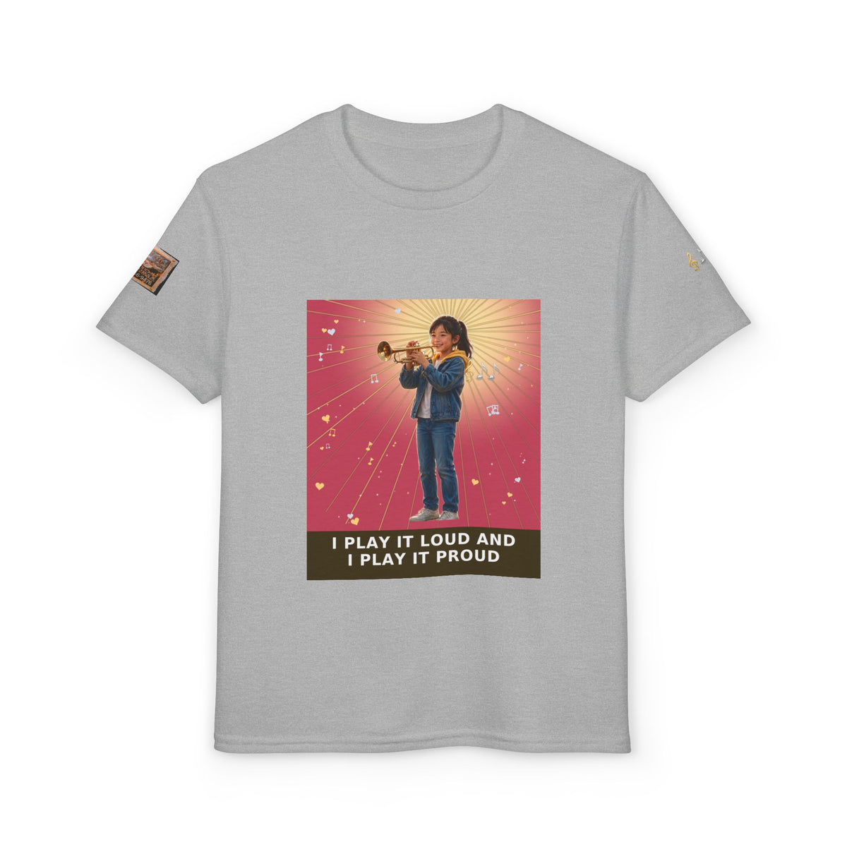 I Play It Loud and I Play It Proud — Asian Girl Trumpet Pre-Teen Musician Tee (Rose) (Budget Edition)