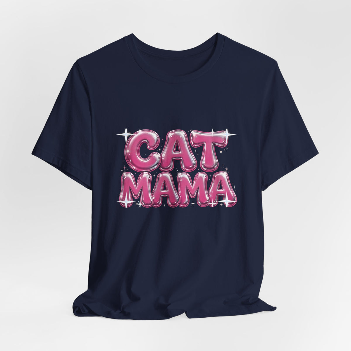 Cat Mama Graffiti T-Shirt - Pink Chrome Bubble Letters, Streetwear Cat Mom Tee