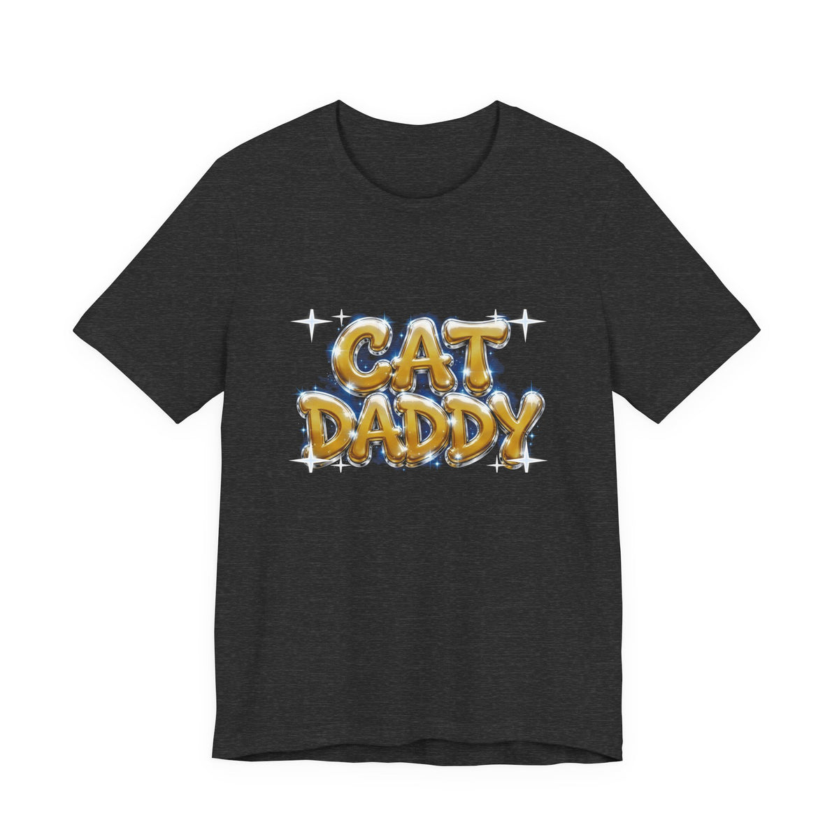 Cat Daddy Graffiti T-Shirt - Yellow Airbrush Chrome, Golden Cat Dad Tee