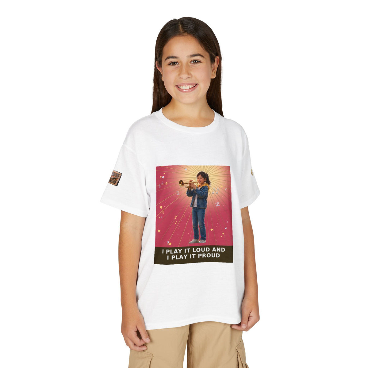 I Play It Loud and I Play It Proud — Asian Girl Trumpet Pre-Teen Musician Tee (Rose)