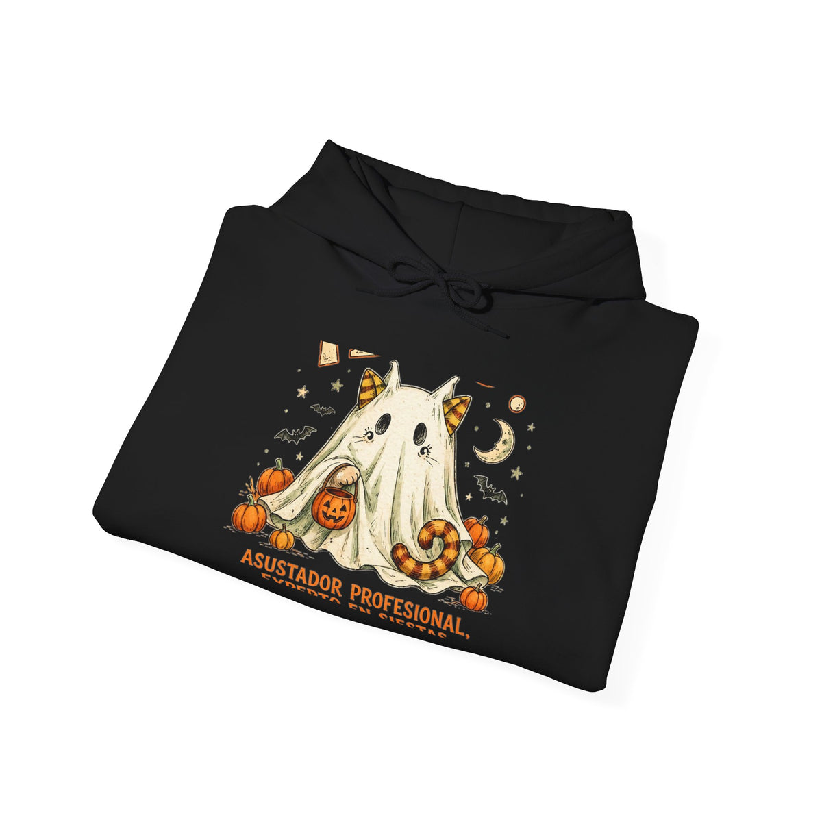 Sudadera con Capucha Gato Fantasma ¡Buu! - Asustador Profesional, Experto en Siestas, Halloween Divertido con Gatos