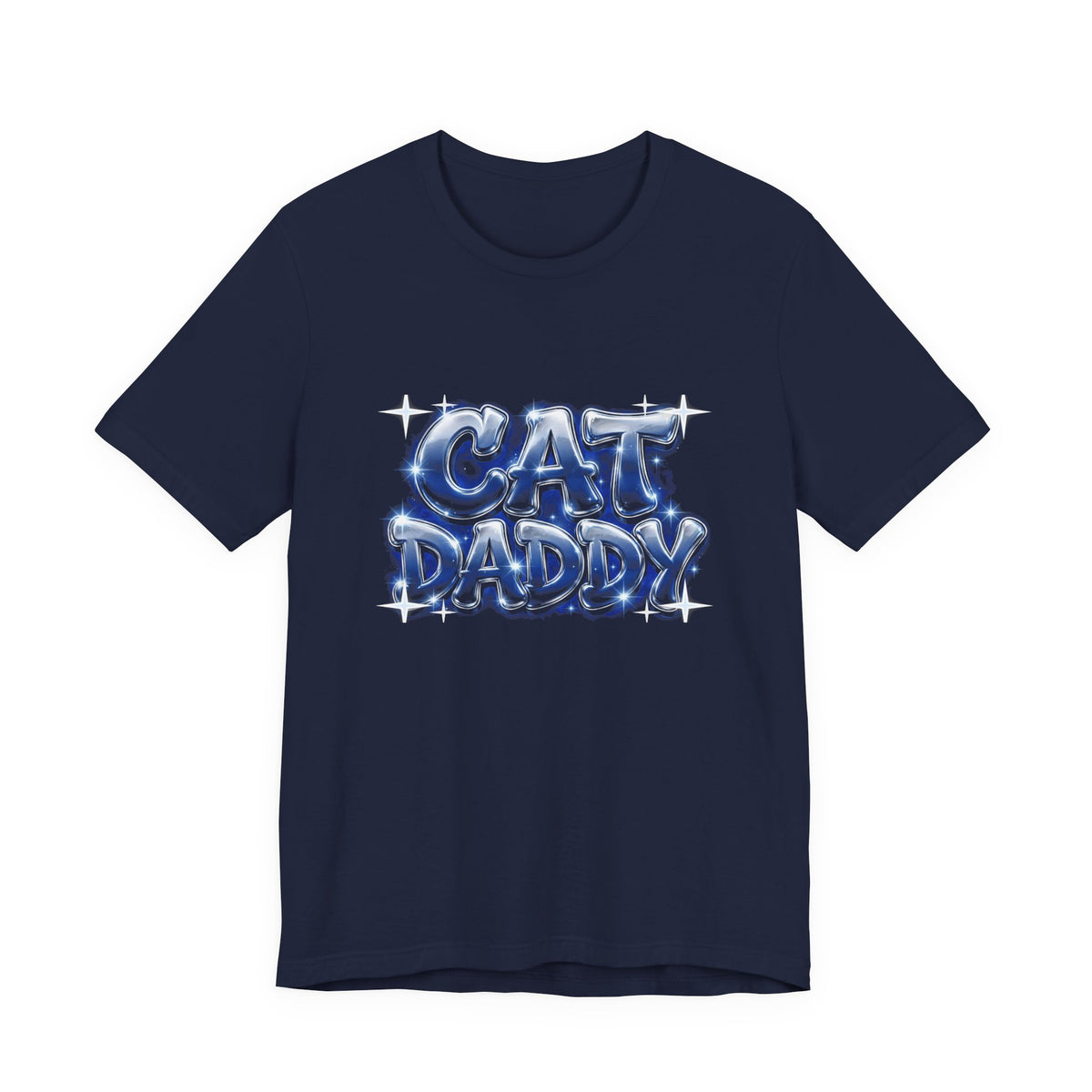 Cat Daddy Graffiti T-Shirt - Dark Blue Airbrush Chrome, Midnight Cat Dad Tee