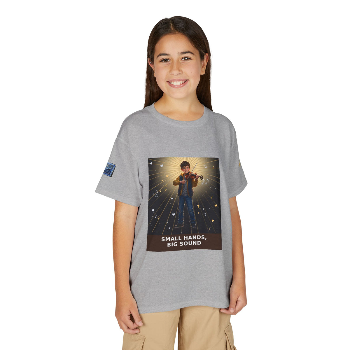 Small Hands, Big Sound — Boy Violin Pre-Teen Musician Tee (Budget Edition)