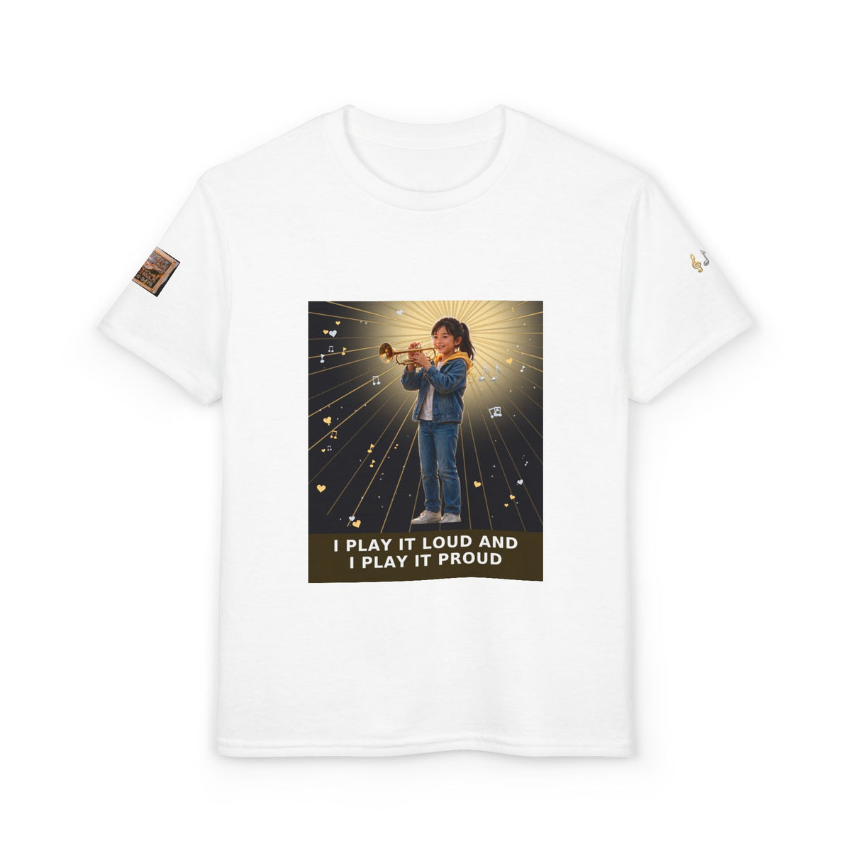 I Play It Loud and I Play It Proud — Asian Girl Trumpet Pre-Teen Musician Tee (Budget Edition)