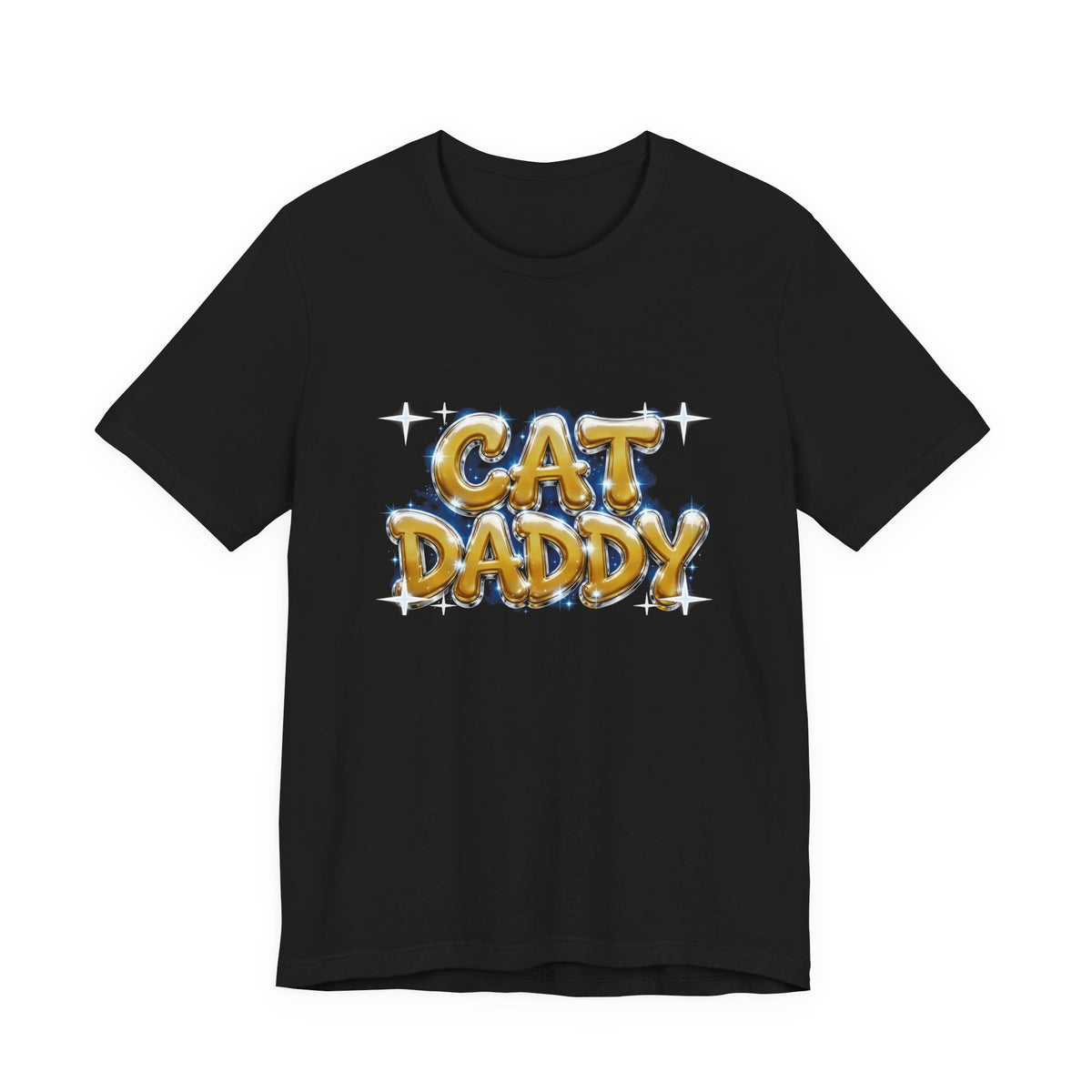 Cat Daddy Graffiti T-Shirt - Yellow Airbrush Chrome, Golden Cat Dad Tee