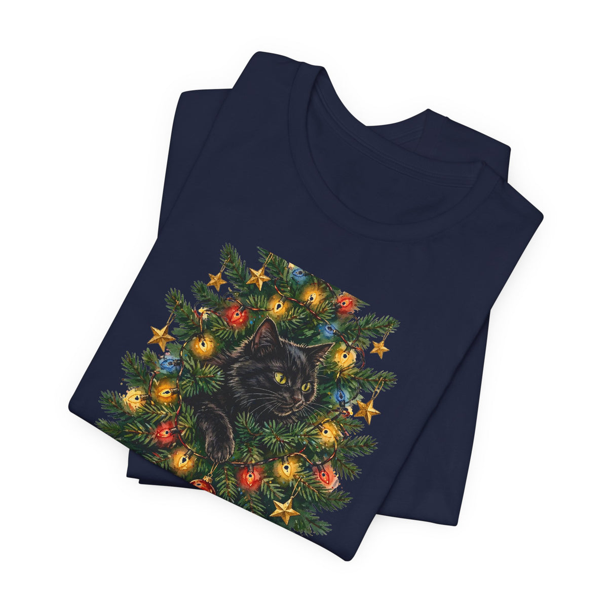 Gato en el Arbol de Navidad - Por Esto No Podemos Tener un Arbol Bonito - Camiseta en Espanol