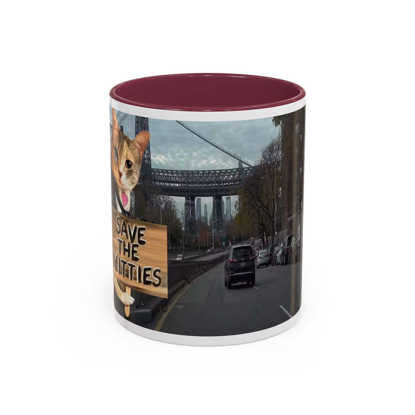 SAVE The KITTIES (Cat rescue fund raiser )-Two-Tone Accent Mug (11oz, 15oz)