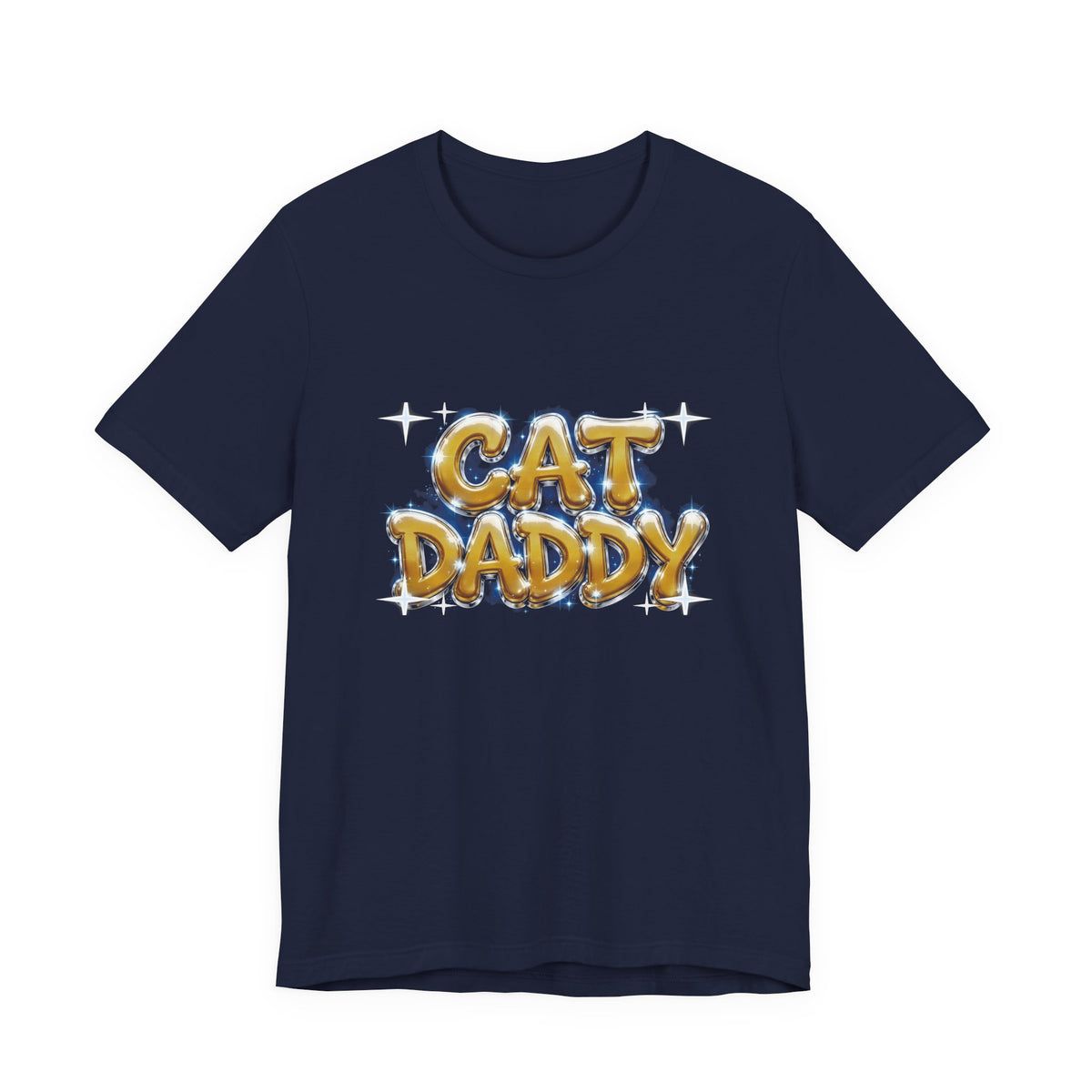 Cat Daddy Graffiti T-Shirt - Yellow Airbrush Chrome, Golden Cat Dad Tee