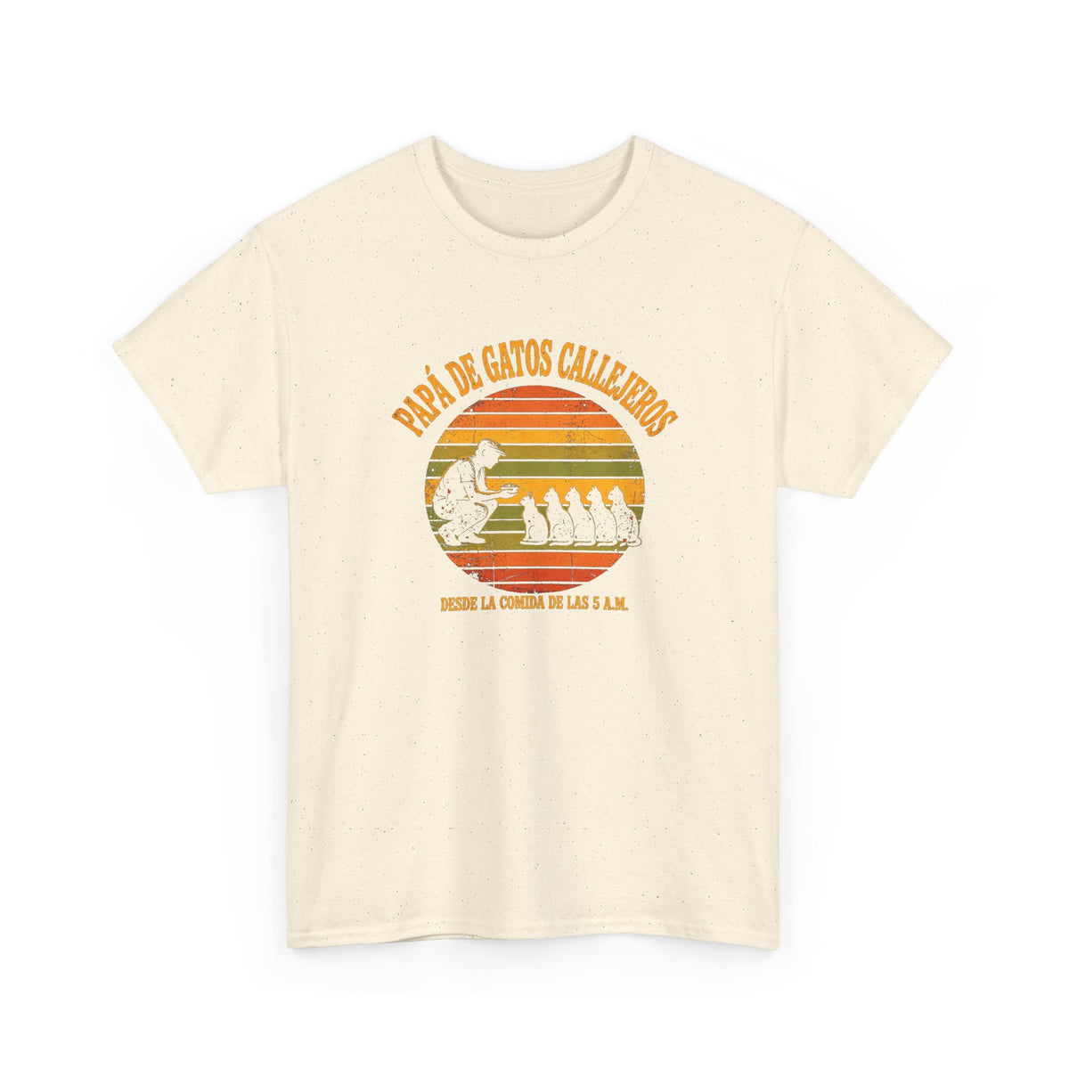 Camiseta Papá de Gatos Callejeros - Atardecer Retro, Desde la Comida de las 5 A.M. - Edición Económica
