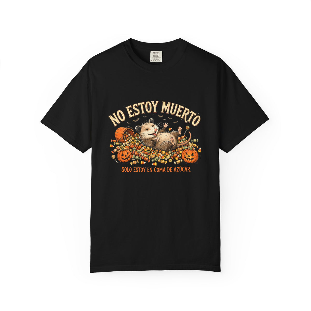 Camiseta Zarigüeya de Halloween - No Estoy Muerto, Solo Estoy en Coma de Azúcar, Tlacuache Divertido entre Dulces