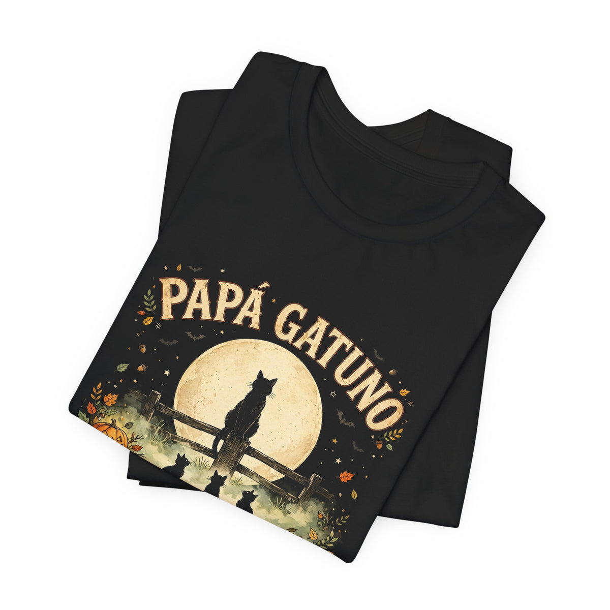 Camiseta Papá Gatuno de Halloween - Pandilla de la Medianoche, Gato Negro y Luna Llena, Regalo para Amantes de los Gatos