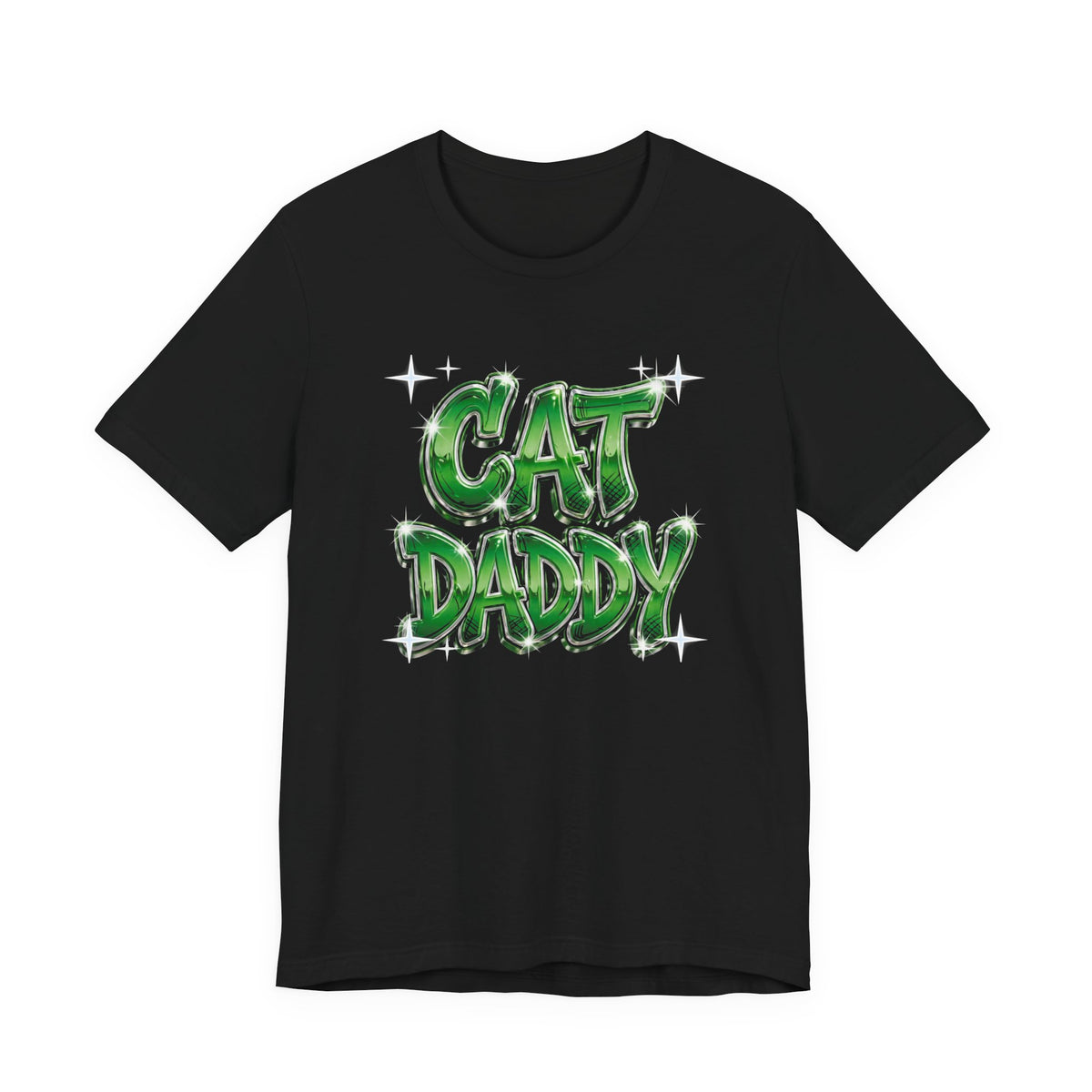 Cat Daddy Graffiti T-Shirt - Green Chrome Bubble Letters, Streetwear Cat Dad Tee