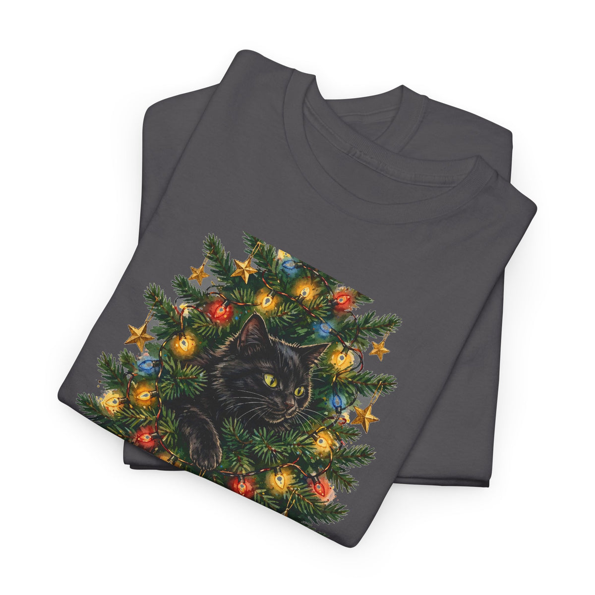 Cat In The Christmas Tree T-Shirt - This Is Why We Can't Have A Nice Tree - Funny Cat Christmas Tee - Budget Edition