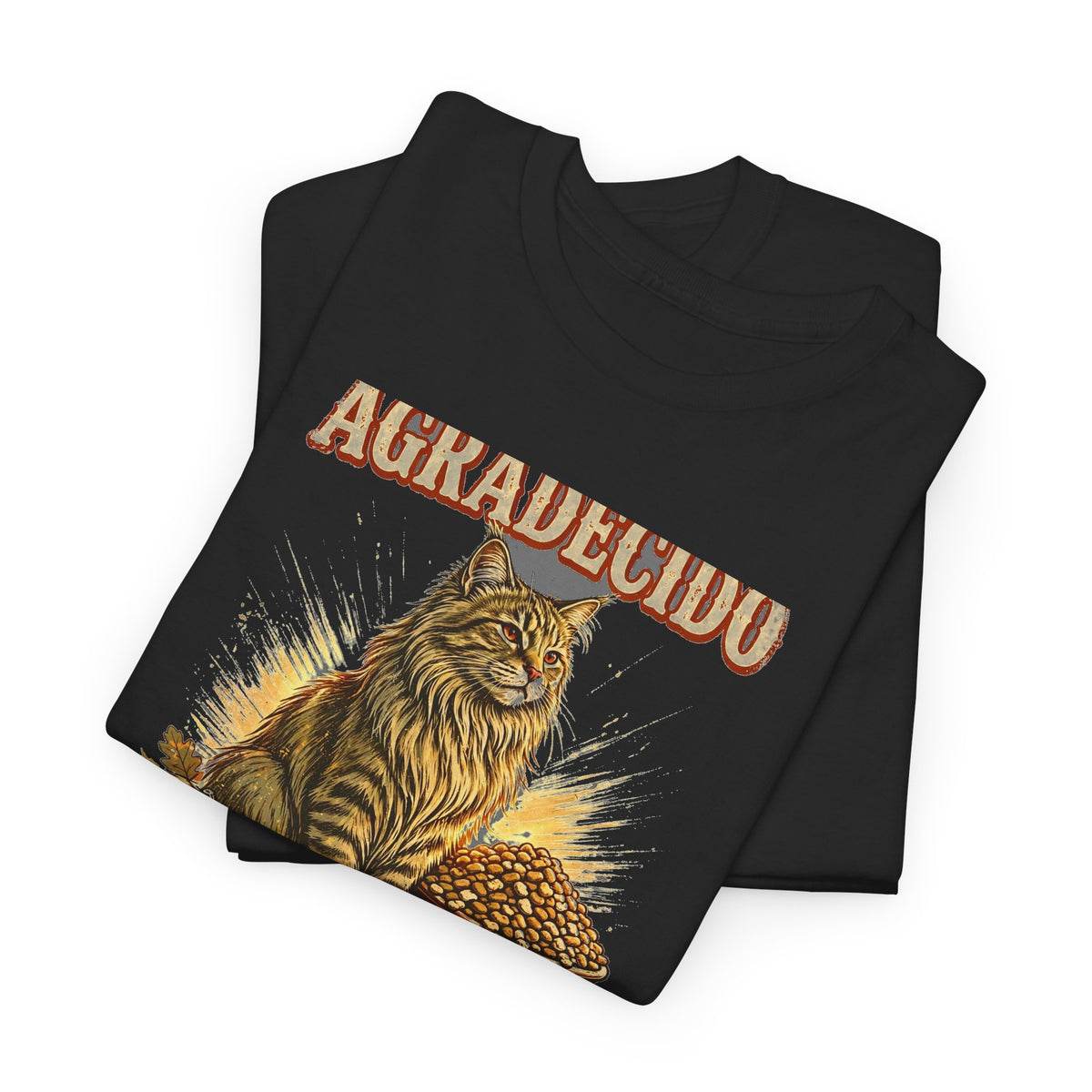 Gato Agradecido - Camiseta de Accion de Gracias en Espanol - Por Los Tazones Llenos - Edicion Economica