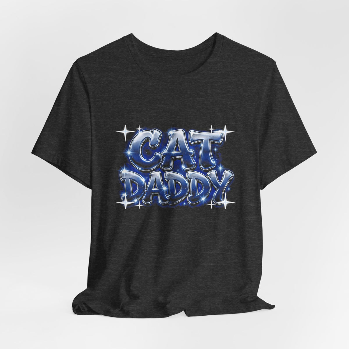 Cat Daddy Graffiti T-Shirt - Dark Blue Airbrush Chrome, Midnight Cat Dad Tee