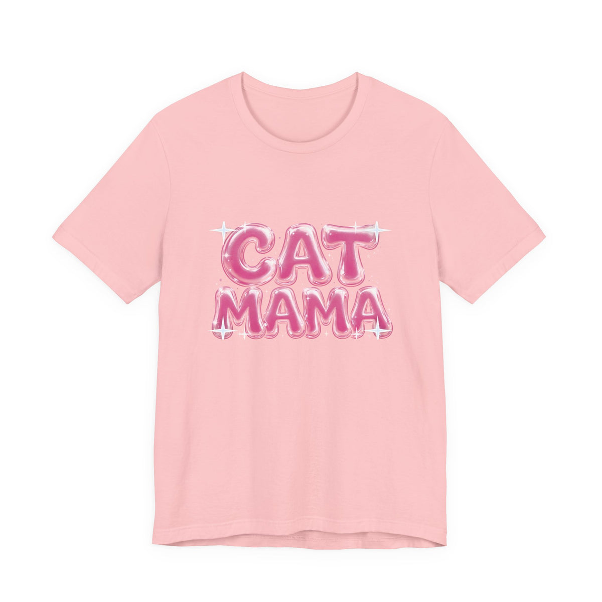 Cat Mama Graffiti T-Shirt - Pink Chrome Bubble Letters, Streetwear Cat Mom Tee