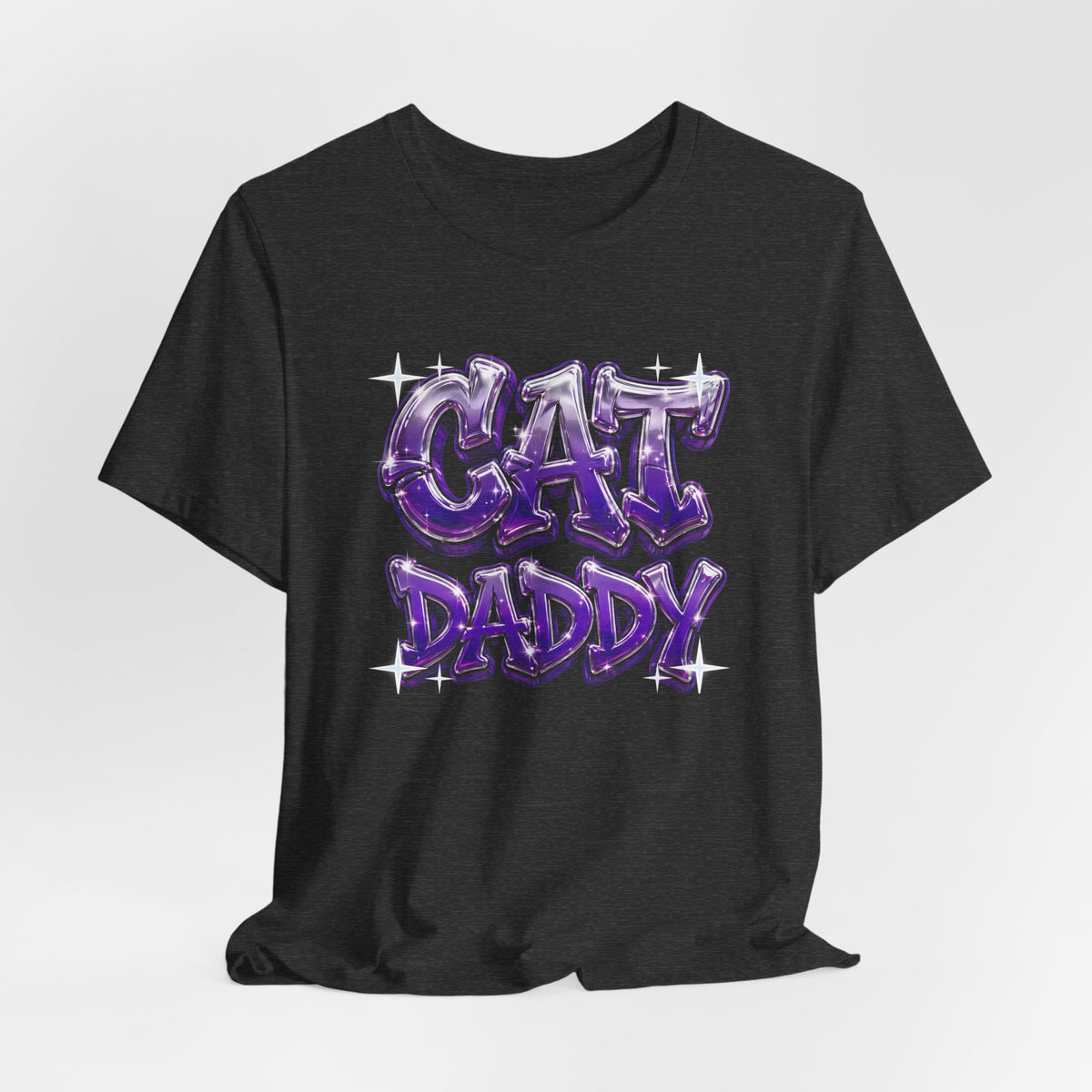 Cat Daddy Graffiti T-Shirt - Purple Chrome Bubble Letters, Streetwear Cat Dad Tee
