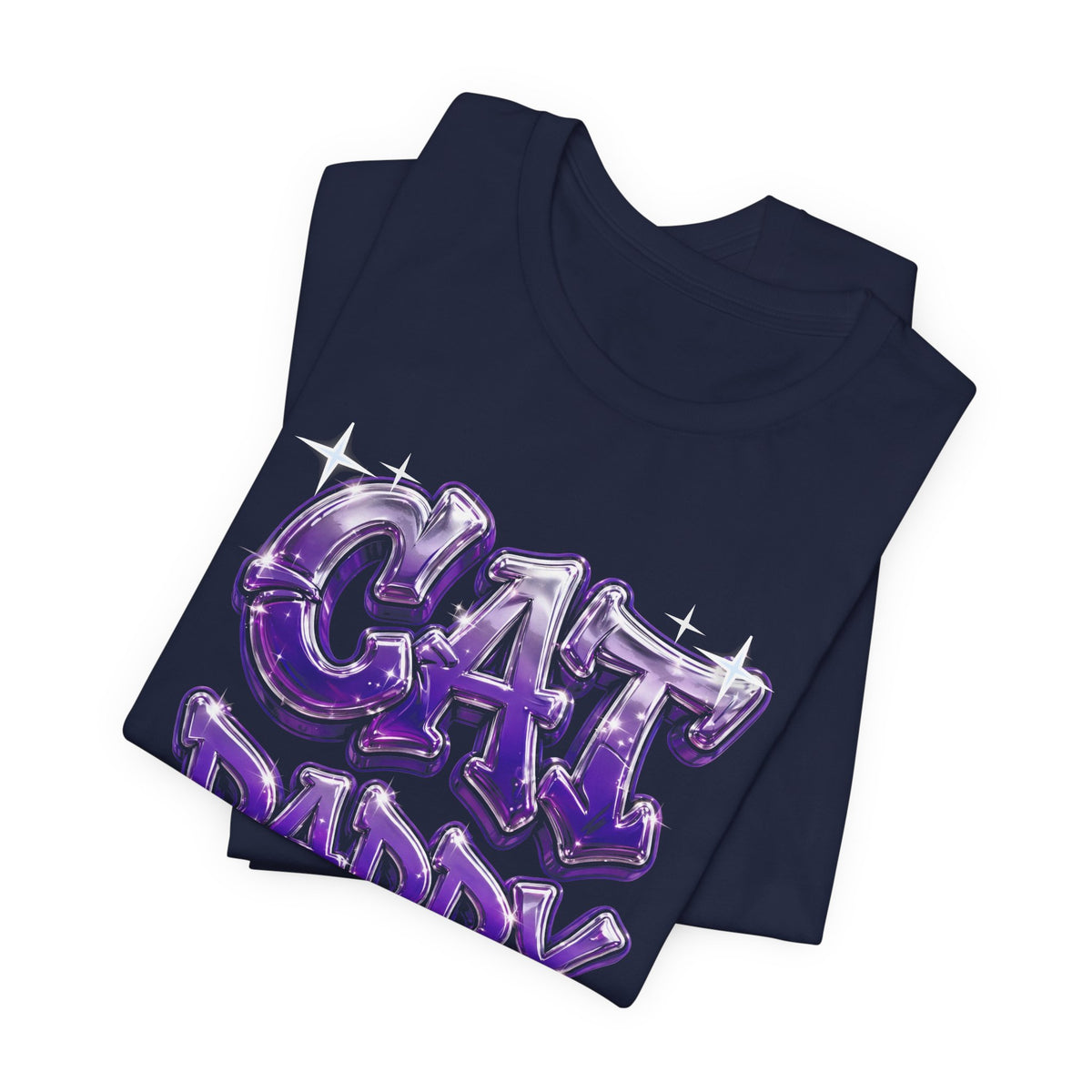 Cat Daddy Graffiti T-Shirt - Purple Chrome Bubble Letters, Streetwear Cat Dad Tee