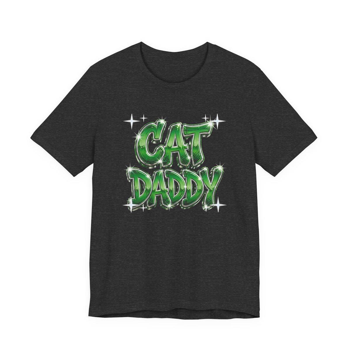 Cat Daddy Graffiti T-Shirt - Green Chrome Bubble Letters, Streetwear Cat Dad Tee