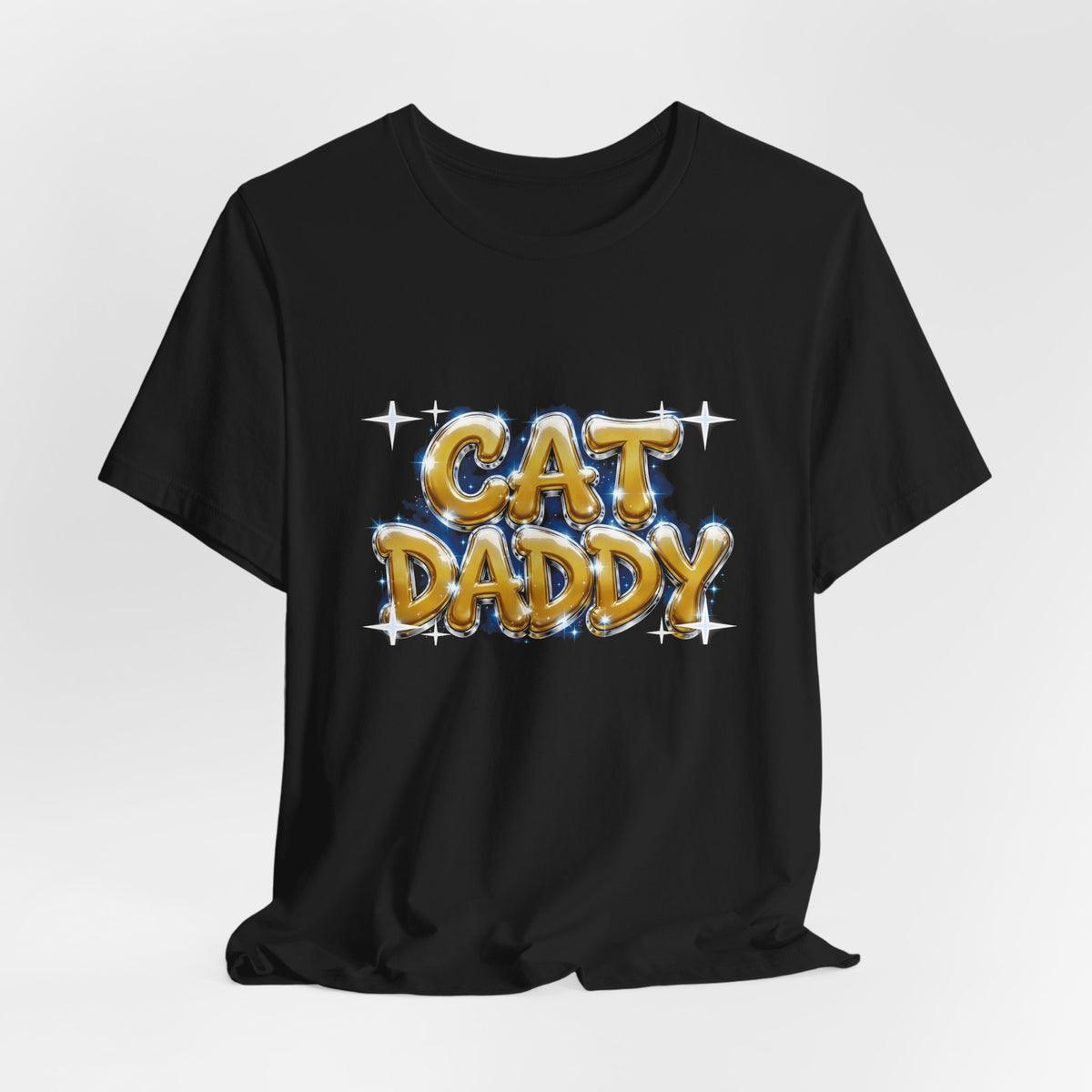 Cat Daddy Graffiti T-Shirt - Yellow Airbrush Chrome, Golden Cat Dad Tee