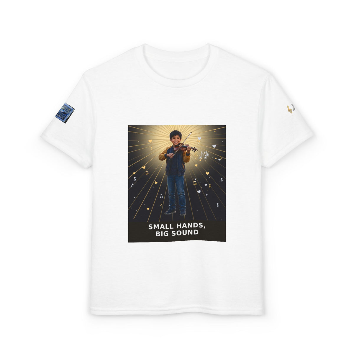 Small Hands, Big Sound — Asian Boy Violin Pre-Teen Musician Tee
