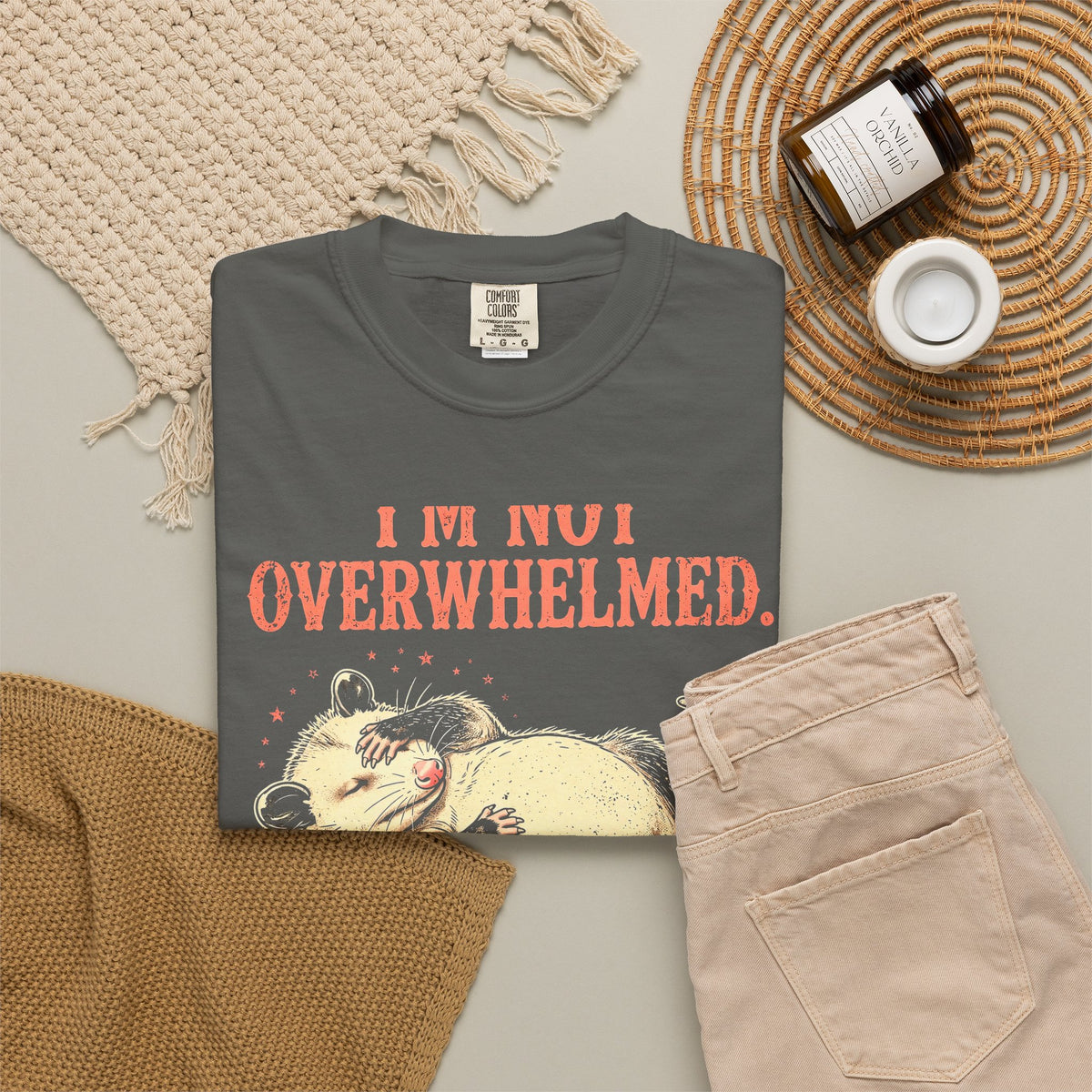 Playing Dead Possum T-Shirt - I'm Not Overwhelmed Funny Opossum Tee