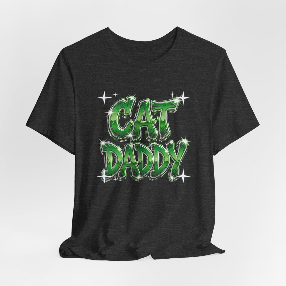 Cat Daddy Graffiti T-Shirt - Green Chrome Bubble Letters, Streetwear Cat Dad Tee