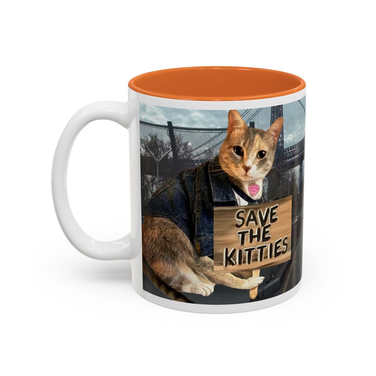 SAVE The KITTIES (Cat rescue fund raiser )-Two-Tone Accent Mug (11oz, 15oz)