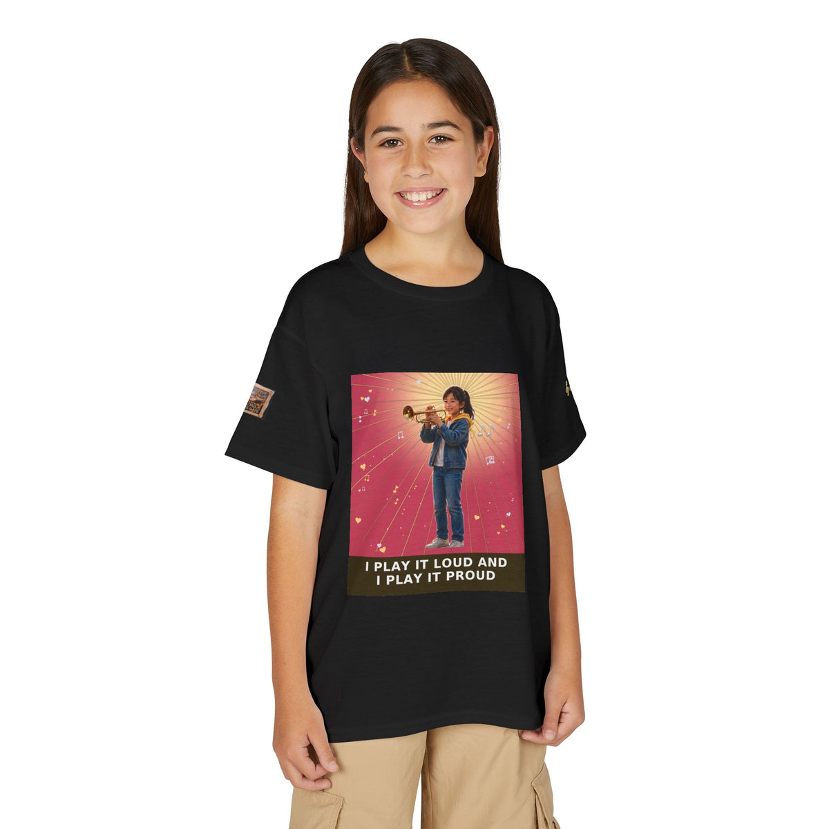 I Play It Loud and I Play It Proud — Asian Girl Trumpet Pre-Teen Musician Tee (Rose)
