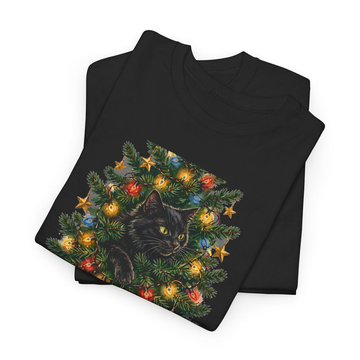 Cat In The Christmas Tree T-Shirt - This Is Why We Can't Have A Nice Tree - Funny Cat Christmas Tee - Budget Edition