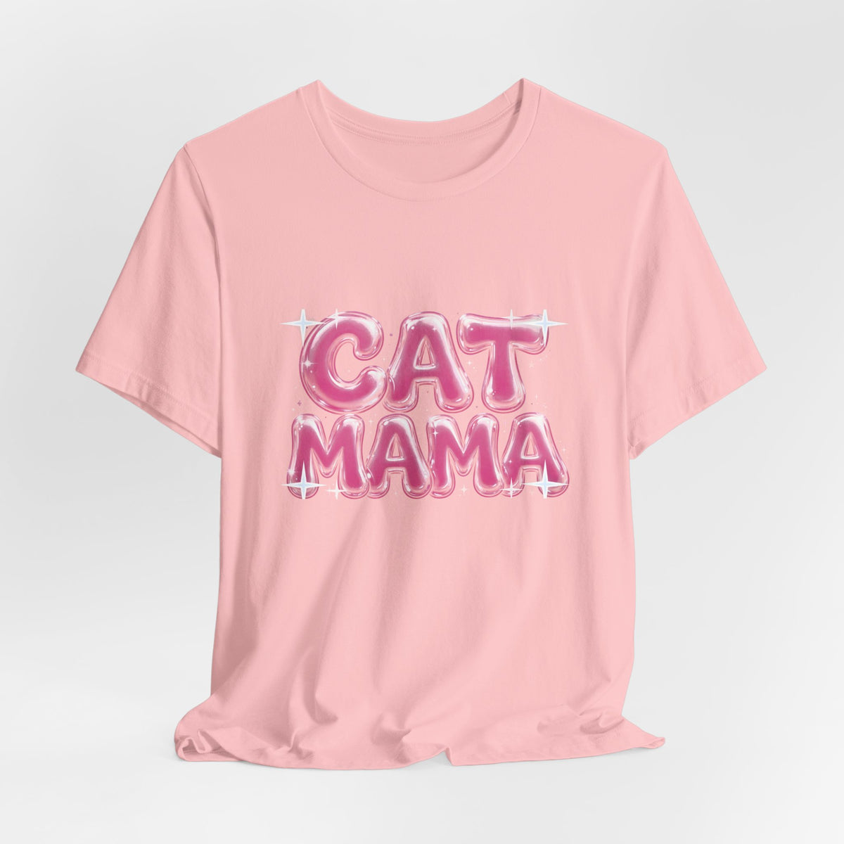 Cat Mama Graffiti T-Shirt - Pink Chrome Bubble Letters, Streetwear Cat Mom Tee