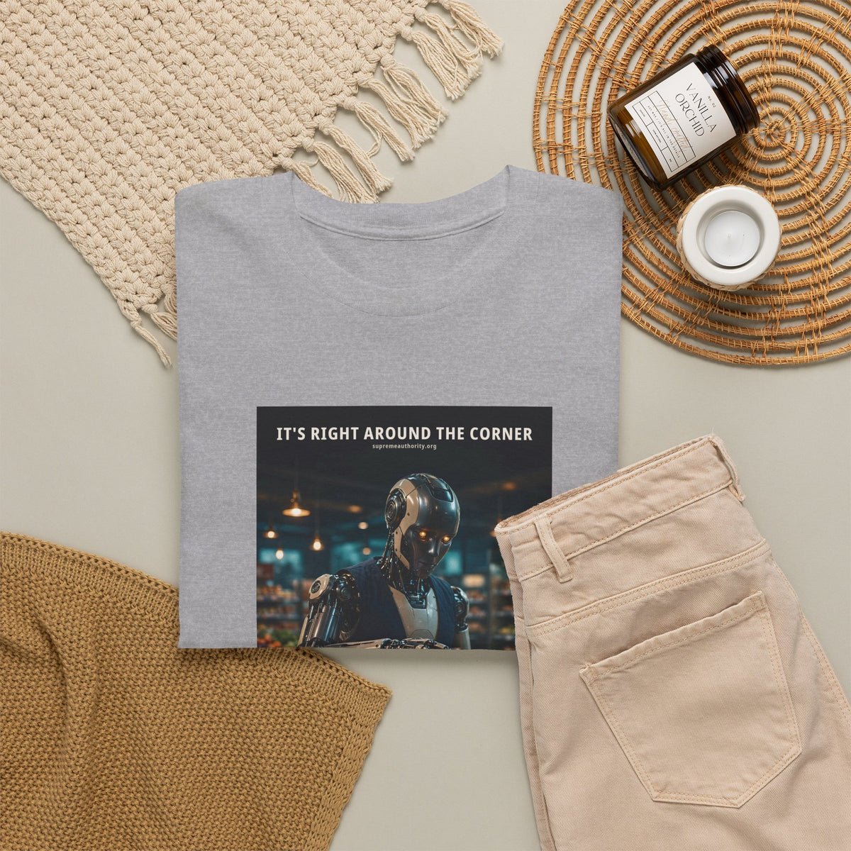 It's Right Around The Corner — Grocery Cashier Robot Tee (Budget Edition)