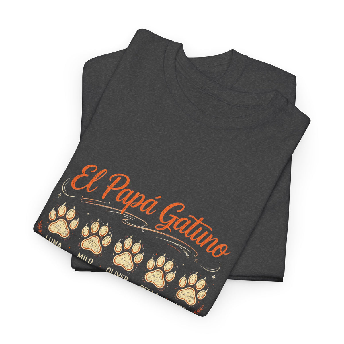 Camiseta El Papá Gatuno - Huellas con Nombres de Gatos, En Minoría y Feliz - Edición Económica