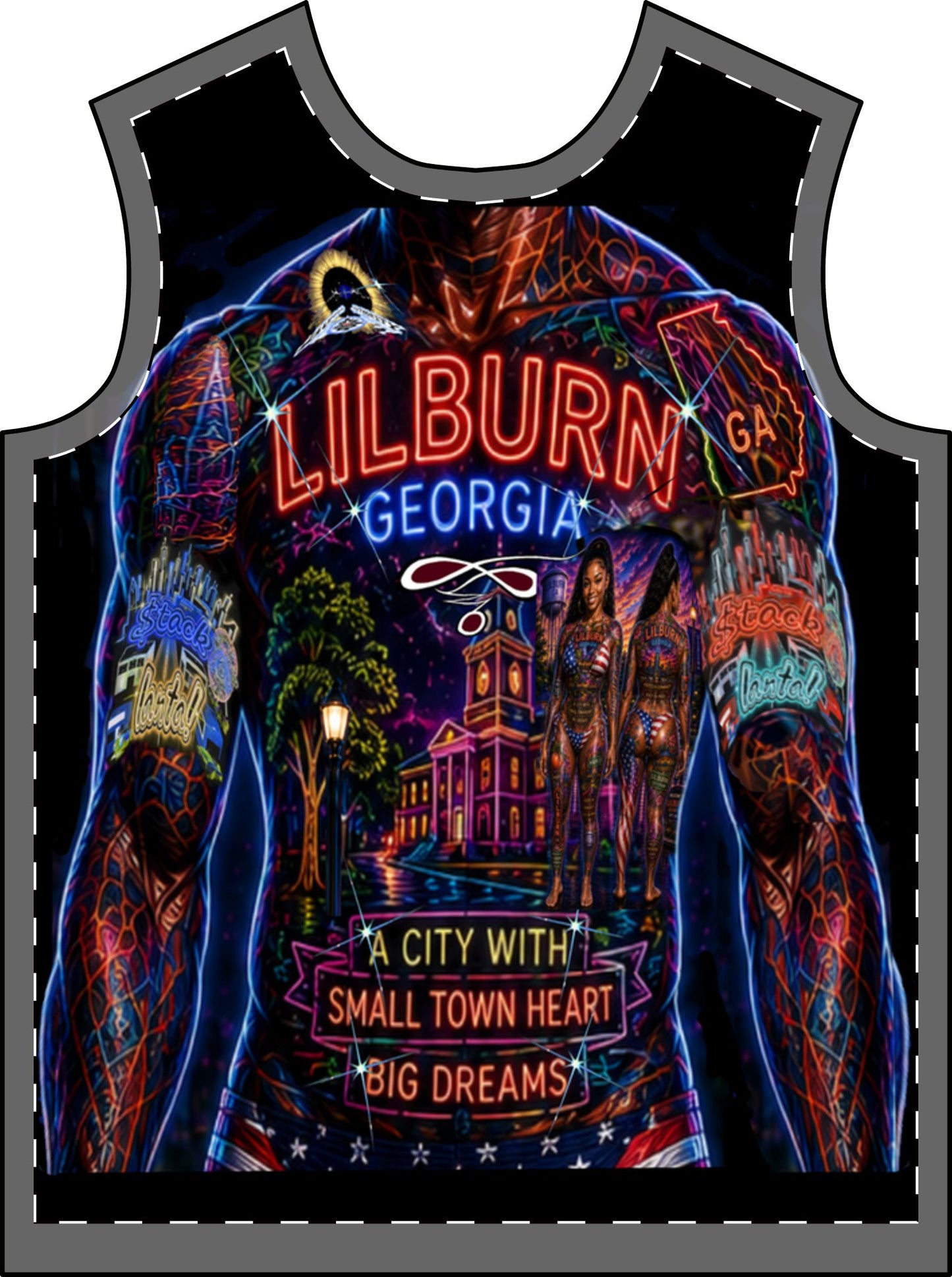 Lilburn GA Stack Lanta Body Tat - Men's T-Shirt (AOP)