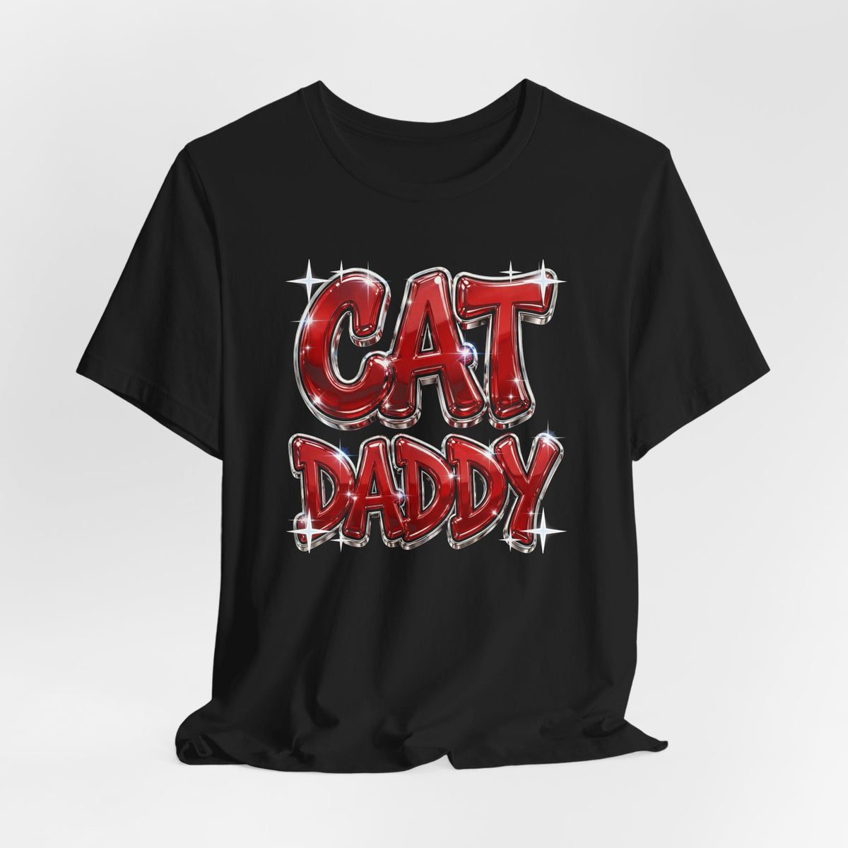 Cat Daddy Graffiti T-Shirt - Red Chrome Bubble Letters, Streetwear Cat Dad Tee