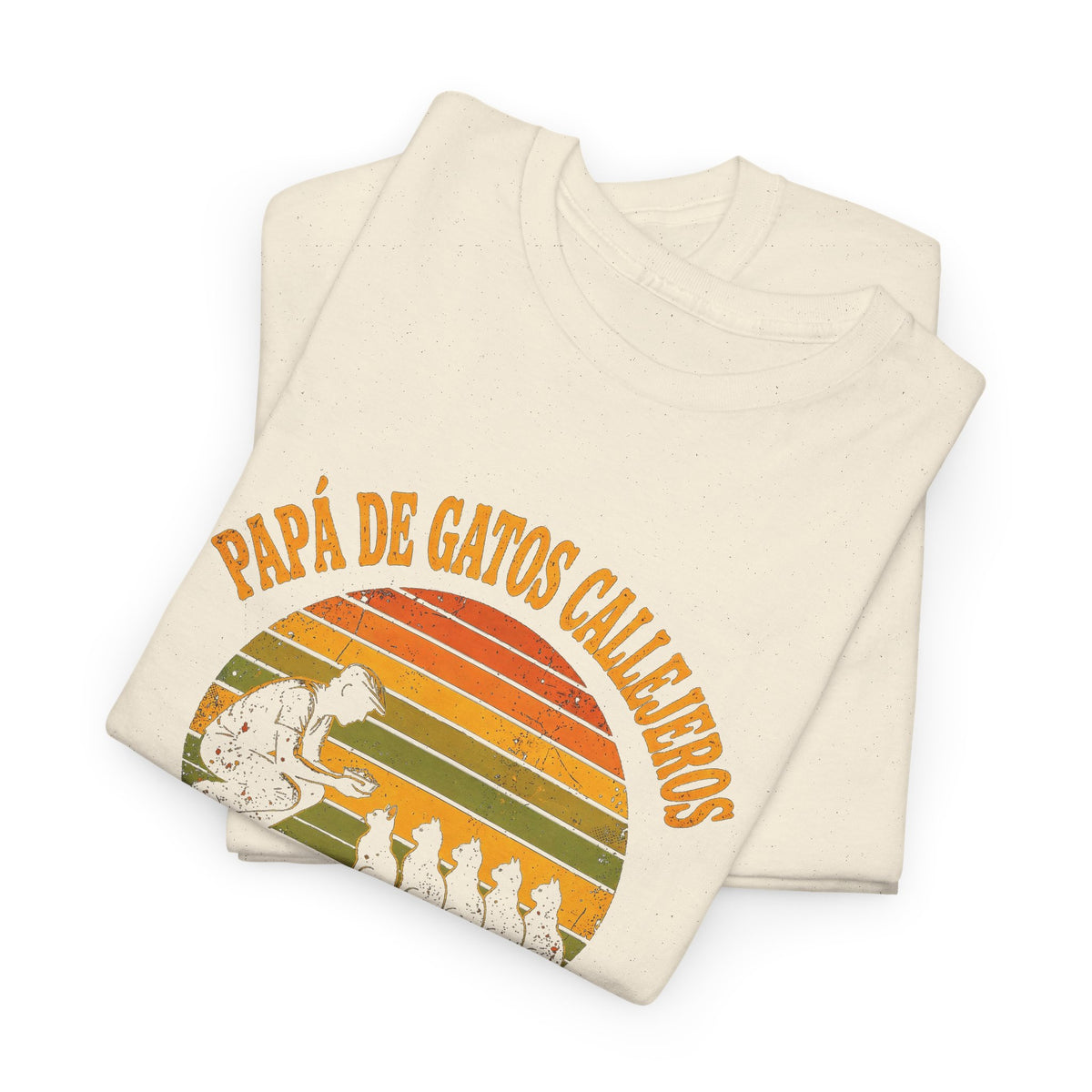 Camiseta Papá de Gatos Callejeros - Atardecer Retro, Desde la Comida de las 5 A.M. - Edición Económica