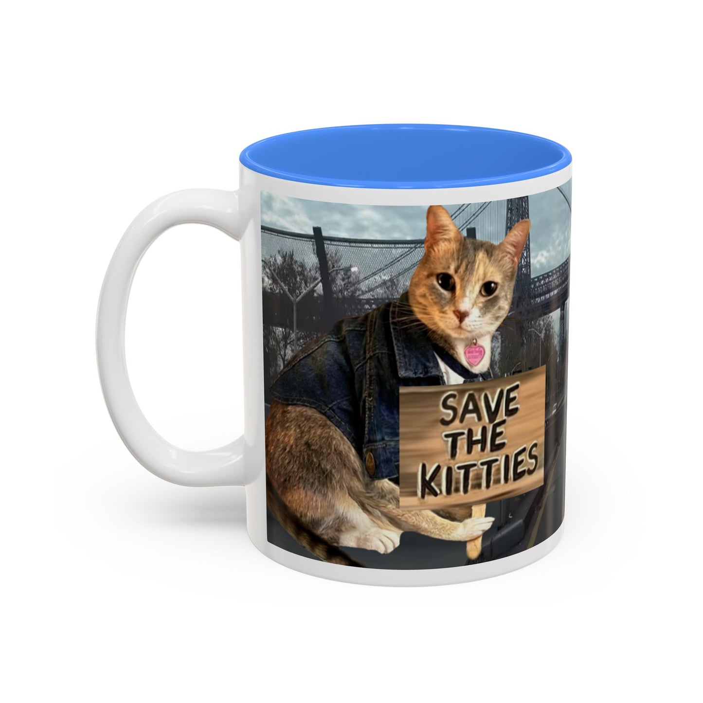 SAVE The KITTIES (Cat rescue fund raiser )-Two-Tone Accent Mug (11oz, 15oz)