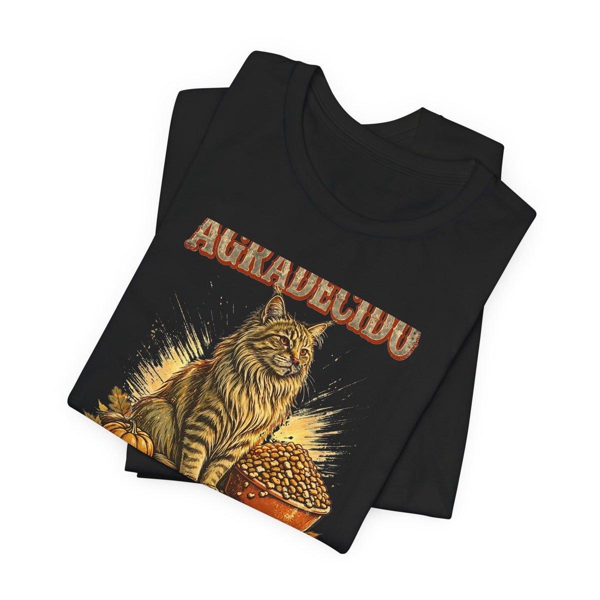 Gato Agradecido - Camiseta de Accion de Gracias en Espanol - Por Los Tazones Llenos