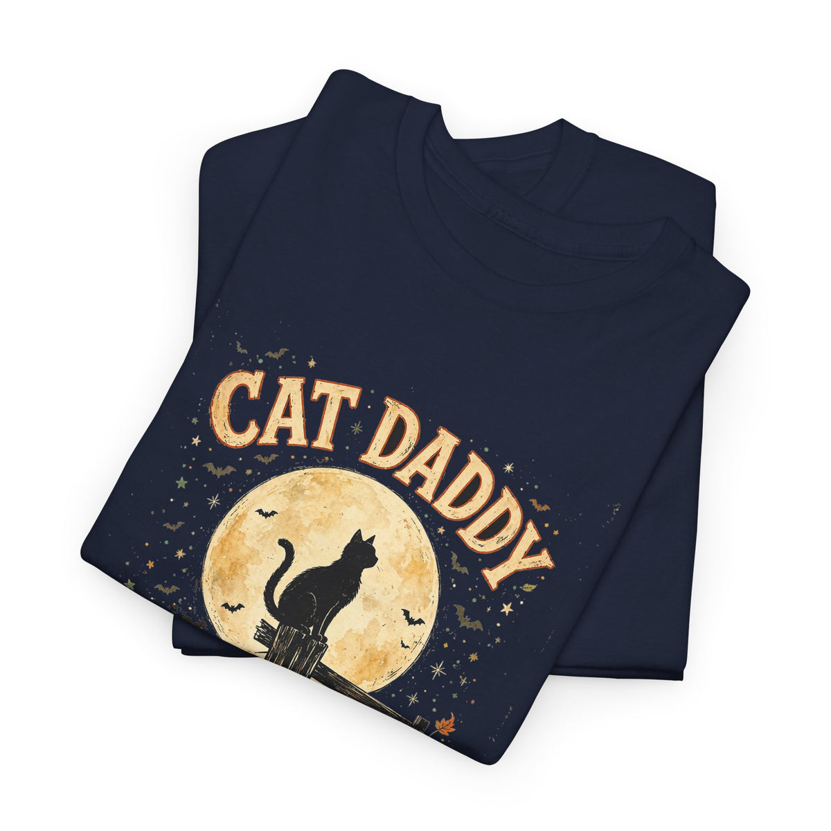Cat Daddy Halloween T-Shirt - Midnight Feeding Crew Black Cat Full Moon Vintage Tee, Funny Feral Cat Lover Gift - Budget Edition