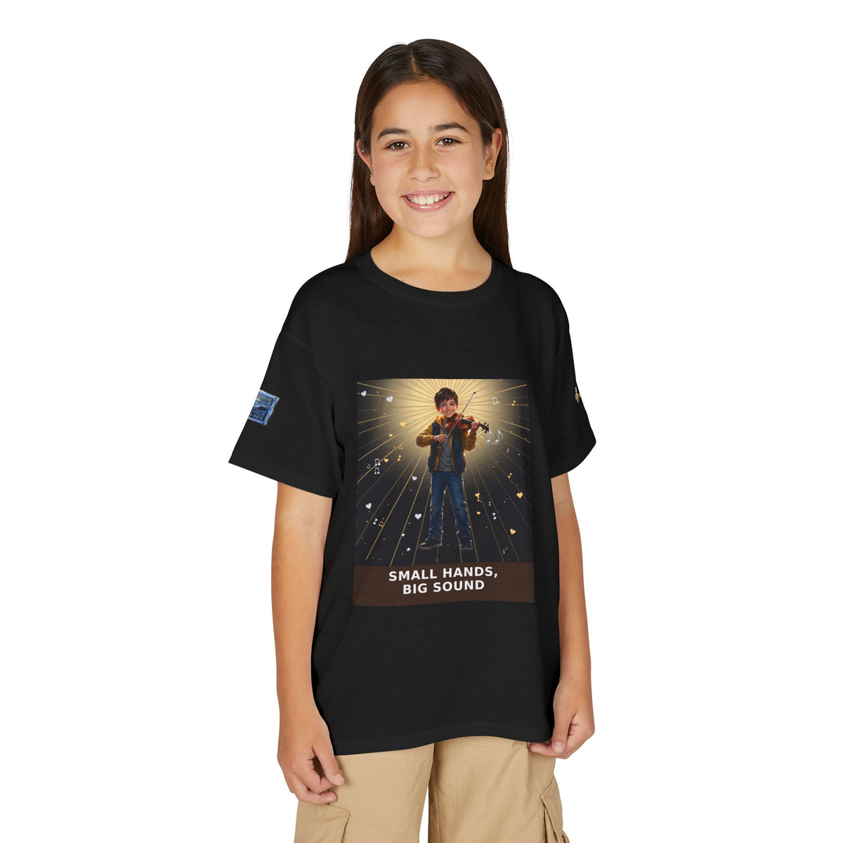 Small Hands, Big Sound — Boy Violin Pre-Teen Musician Tee (Budget Edition)