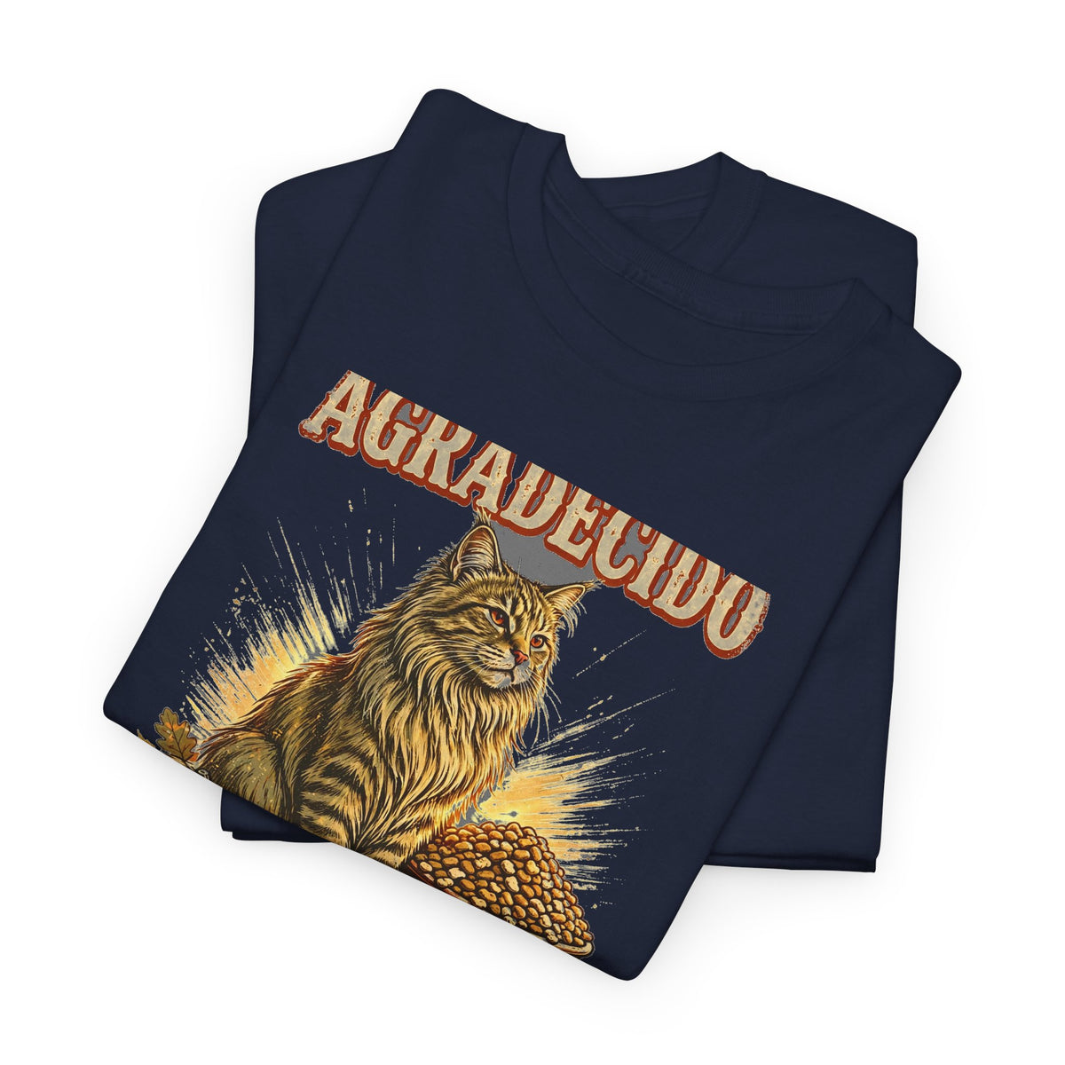 Gato Agradecido - Camiseta de Accion de Gracias en Espanol - Por Los Tazones Llenos - Edicion Economica