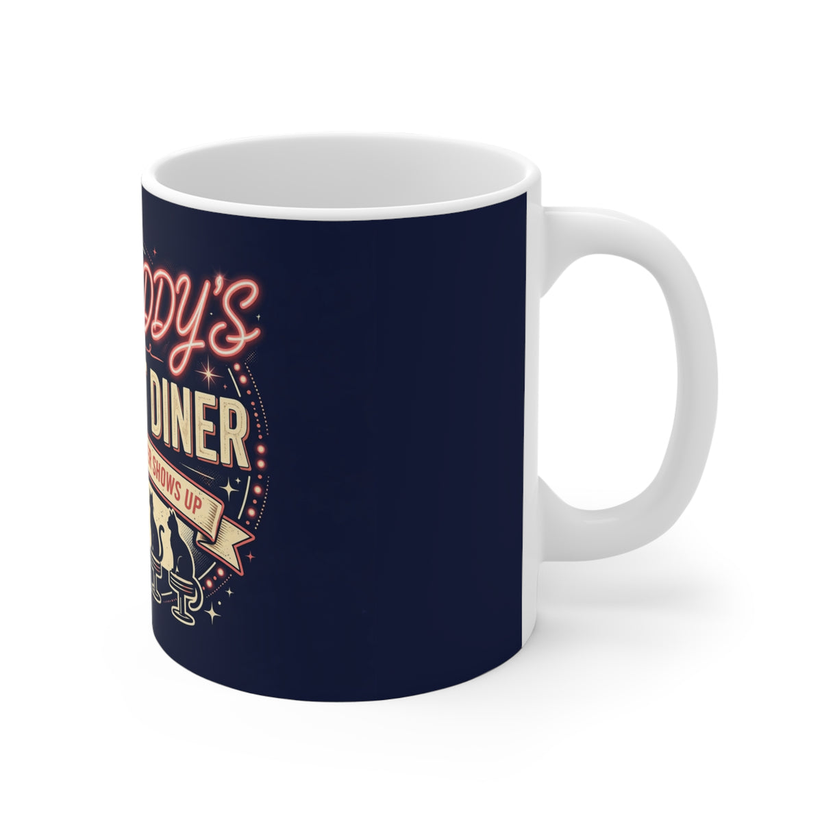 Cat Daddy's All-Night Diner Mug - Neon Sign Cats Coffee Mug, Funny Cat Dad Gift 11oz