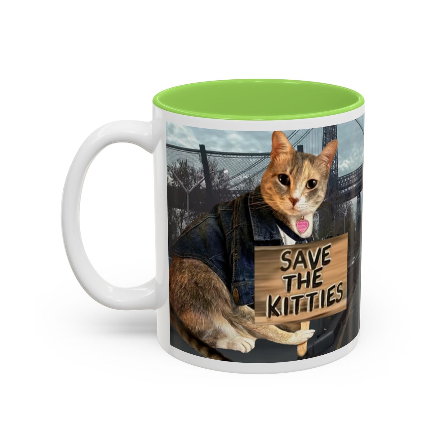 SAVE The KITTIES (Cat rescue fund raiser )-Two-Tone Accent Mug (11oz, 15oz)