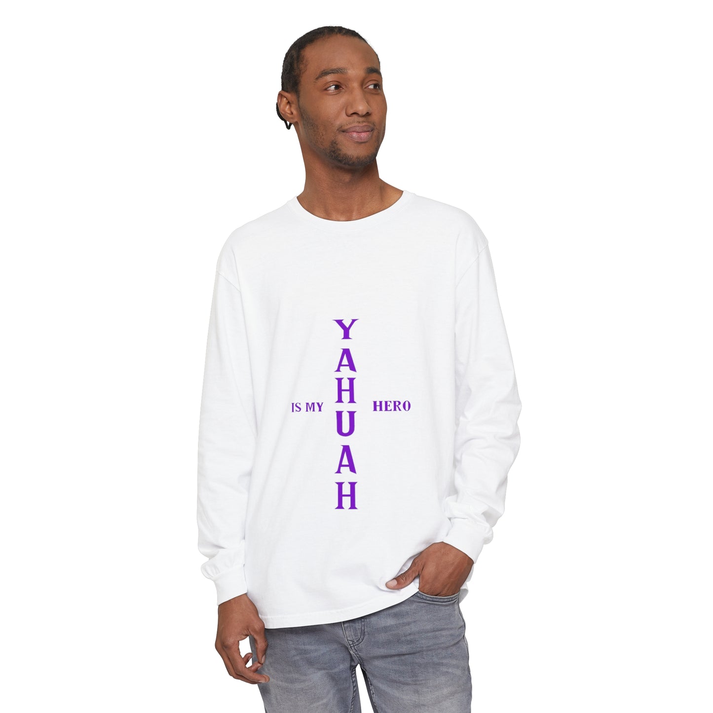 YAHUAH HERO - Lady J, custom - Unisex Garment-dyed Long Sleeve T-Shirt